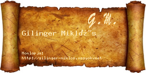 Gilinger Miklós névjegykártya